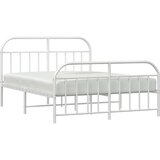 vidaXL Kovinski posteljni okvir z vzglavjem in vznožjem bel 183x213 cm | Shoptok.si