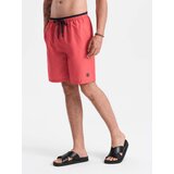 Ombre Men's two-tone ribbed swim shorts - coral Cene