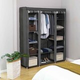  Tekstilni ormar za odlaganje sa policama i garderobnom šipkom MATIS 150x175 cm siva | Eponuda.com