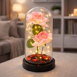 Eternal Roses in Dome with LED Lighting and Rose Petals Pink 21x11cm | shoptok.hr