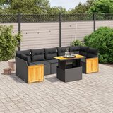 Maison Chic Seti vrtnega pohištva - Vrtna garnitura - Vrtni pohištvo set 8-delna z blazinami črn poli ratan, (21799843) | Shoptok.si