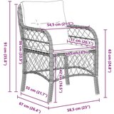  Set vrtnih stolova za blagovanje s jastucima Siva Poli Ratan | shoptok.hr