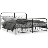 vidaXL Kovinski posteljni okvir z vzglavjem in vznožjem črn 183x213 cm | Shoptok.si