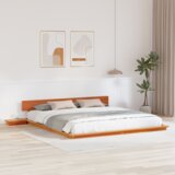  Podna krevetna konstrukcija s stolićima Smeđa 200x200cm Masivno drvo | shoptok.hr