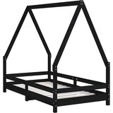  Okvir za dječji krevet crni 80 x 160 cm od masivne borovine | shoptok.hr