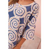 Kesi Włoski Women's cotton blouse with ethnic patterns and rolled-up sleeves denim | shoptok.hr
