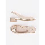 GOODIN Gold openwork sandals with a low heel | Shoptok.si