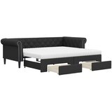  Dnevni krevet na razvlačenje crni 90 x 200 cm od umjetne kože | shoptok.hr