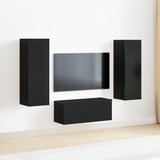 vidaXL 4-delni set TV omaric črni hrast inženirski les, stenske TV omarice (set 2) - črni hrast, 80x30x30 cm, narejene iz inženirskega lesa, stenske TV omarice - 2 kosi črni hrast, 30.5x30x90 cm, narejene iz inženirskega lesa Cene