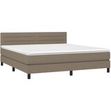  box spring s madracem LED smeđesivi 180x200 cm tkanina | shoptok.hr