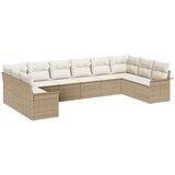vidaXL set vrtnih sofa od 10 komada s jastučićima bež poli ratan, dvosjed vrtna sofa s pohranom i jastučićima bež poli ratan Cijene