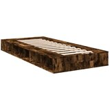 vidaXL Posteljni okvir dimljeni hrast 100x200 cm inženirski les | Shoptok.si