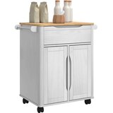  Kuhinjski kolica Bijelo 72 5 x 45 x 80 cm Čvrsto borovo drvo | shoptok.hr