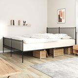 The Living Store Kovinski posteljni okvir z vzglavjem in vznožjem črn 200x200 cm - Posteljni Okvir, (21530053) Cene