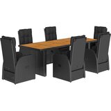  7-dijelni vrtni blagovaonski set s jastucima crni od poliratana | shoptok.hr