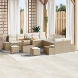 vidaXL 13 delni vrtni sofa set z blazinami bež poli ratan akacija, 2-seater vrtna sofa z blazinami bež poli ratan, 3 delni vrtni jedilni set z blazinami bež poli ratan akacija | Shoptok.si