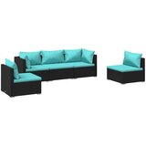  5-dijelna vrtna garnitura od poliratana s jastucima crna | shoptok.hr
