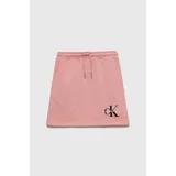 Calvin Klein Jeans Otroško bombažno krilo roza barva,