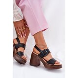VINCEZA Women's sandals on a chunky heel and platform Black 17387 | Shoptok.si