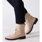  Beige gathered ankle boots made of eco-suede Hinda | shoptok.hr