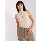 Fashion Hunters Beige Sleeveless Turtleneck Blouse | shoptok.hr