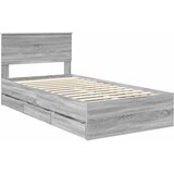  Krevetna konstrukcija Siva Sonoma 100 x 200 cm Inženjersko Drvo | shoptok.hr