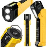  3v1 COB LED aku. magnetna delavniška svetilka powerbank USB LCD kavelj rumena | Shoptok.si