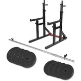 Gorilla Sports Podesivi stalak za čučnjeve i šipku + duga šipka + diskovi (ukupno 40 kg) Cene