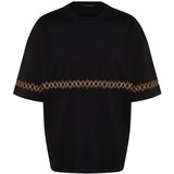 Trendyol Black Men's Oversize Crew Neck Short Sleeve Embroidered TShirt | Shoptok.si