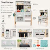Ginger Home dečija drvena kuhinja sa elektronskom pločom za kuvanje, mikrotalasnom pećnicom, rernom, sudoperom I dodacima, od punog drveta | Eponuda.com