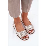 Zazoo Leather Ballerinas With Open Toes And Flower 1870 Distressed Gold | shoptok.hr