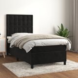 vidaXL Box spring postelja z vzmetnico črn 90x190 cm žamet Cene