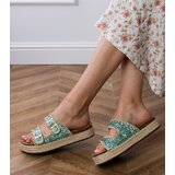 D/CEO Green espadrille flip-flops with buckles Induri | Shoptok.si