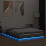  Okvir za krevet s LED svjetlima boja hrasta 120 x 190 cm drveni Siva | Shoptok.si