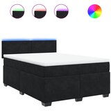  The Living Store Box spring posteljni z vzmetnico črn 140x190 cm žamet - Box Spring Postelja, (21520786) | Shoptok.si