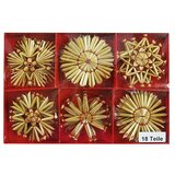  ukrasi za božićno drvce pahulje (18 kom., smeđe boje, slama, promjer: 6 cm) | shoptok.hr