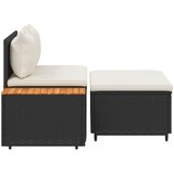  Set vanjskih sofa 4 pcs Crna i krem-bijela Poliratan i Akacija | shoptok.hr