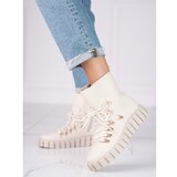 W. POTOCKI Beige insulated ankle boots for women on the Potocki platform Cijene