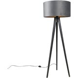 QAZQA Talna svetilka stativ črna s sivim senčnikom 50 cm - Tripod Classic Cene