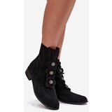 Zazoo Suede women's ankle boots 3085 black with decorative flowers | shoptok.hr