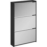 Ormarić za cipele s ogledalom, 3-slojni, crni, 63x17x102,5 cm | Eponuda.com
