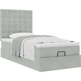 vidaXL Otomanski posteljni okvir z vzmetnicami siv 90x190cm žamet | Shoptok.si