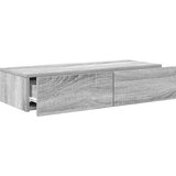 vidaXL Stenska polica s predali siva sonoma 80x33x17 cm inženirski les | Shoptok.si