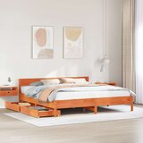 Maison Chic Posteljni okvir - Dvoposteljna postelja - Zakonska postelja brez vzmetnice voščeno rjav 160x200 cm borovina-J4691, (21759552) | Shoptok.si