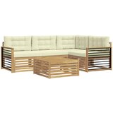 vidaXL Zunanja garnitura za sedenje 6 pcs Bela in krem Poliester, (5000281719) | Shoptok.si