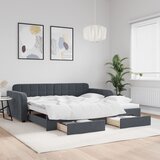 vidaXL Izvlečna dnevna postelja s predali temno siva 100x200 cm žamet Cene