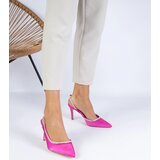 Gemre Pink satin slingback pumps with rhinestones Mrozzi | Shoptok.si