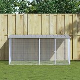  Kavez za kokoši s krovom svijetlo sivi 203x98x90 cm pocinčani čelik | shoptok.hr