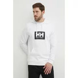 Helly Hansen Bombažen pulover bela barva, s kapuco