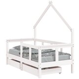 Maison Chic Otroška postelja - Otroški ležaj - Otroški posteljni okvir s predali bel 70x140 cm trdna borovina, (21698375) Cene